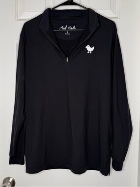Bad Birdie Men's Black Quarter-Zip Pullover with White Logo